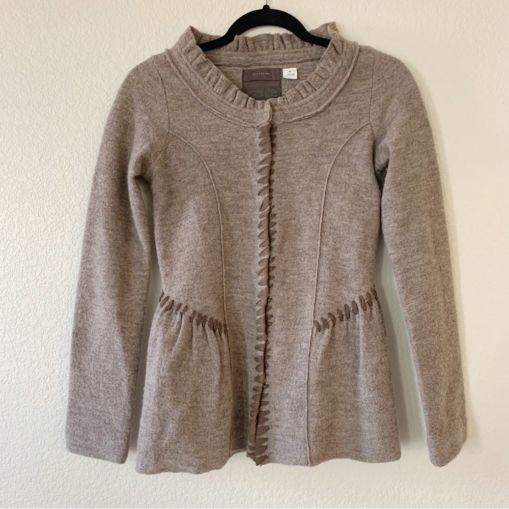 NWT Anthropologie Guinevere Peplum Merino Wool Jacket Cardigan XS